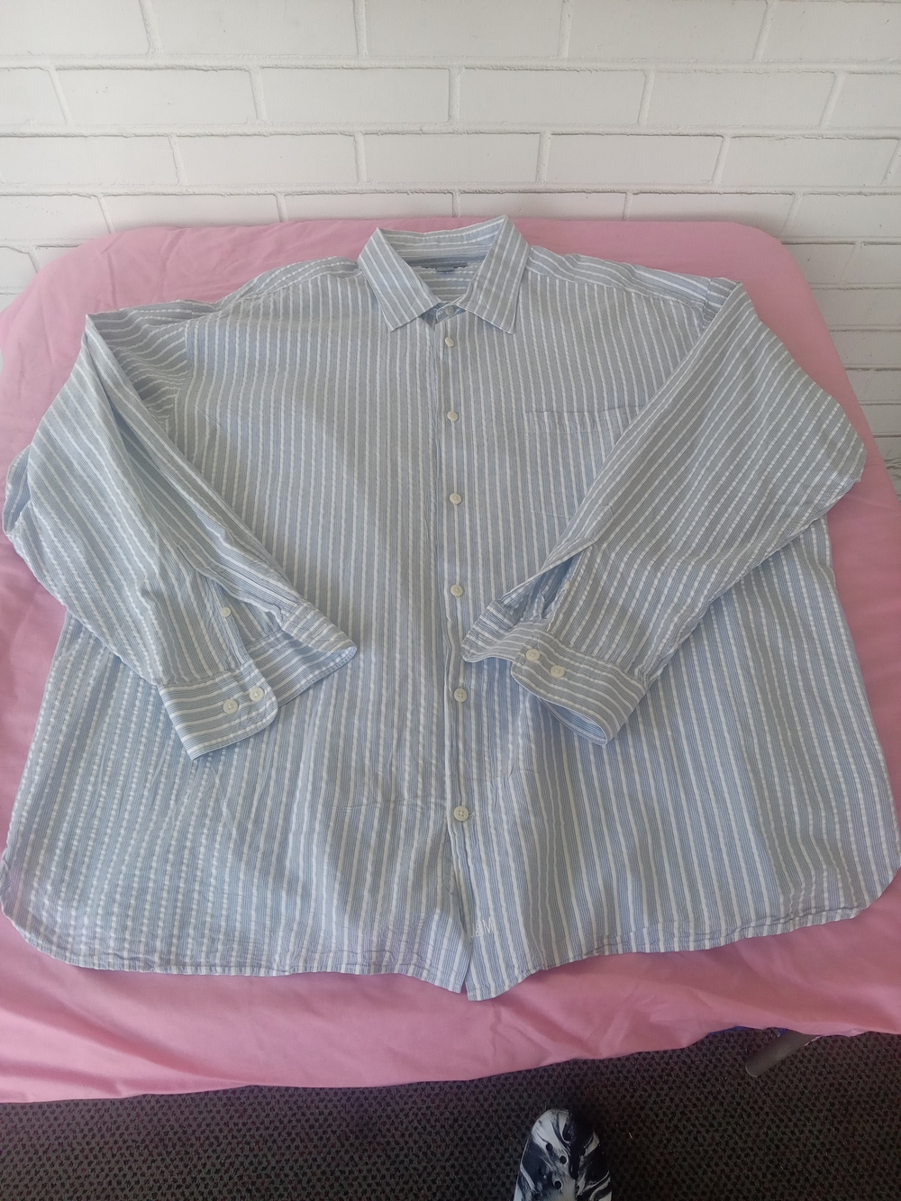 Johnston & Murphy Light Blue Striped Button-Down Shirt XXL